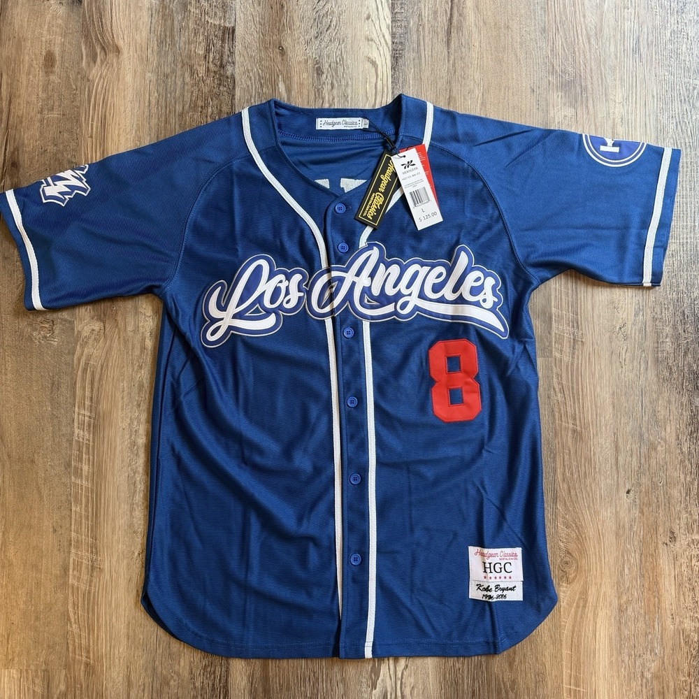 NWT Headgear Classics Kobe Bryant Los Angeles Baseball Jersey #8,#24 Size Large.